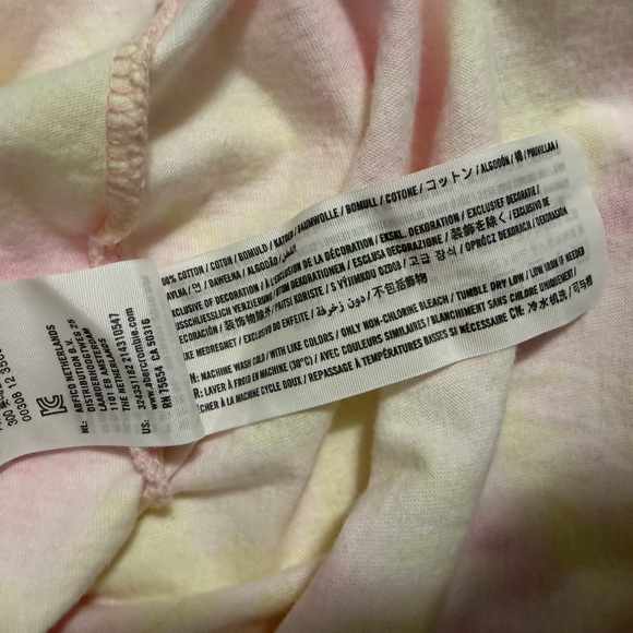 Hollister Pink and Yellow Curved Hem Tie-Dye Tee - Picture 6 of 6